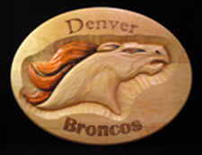 Basswood Wood Carvings - Denver Broncos Plaque