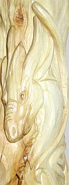 Staff (Walking Stick) Wood Carvings - Wizard Dragons Staff