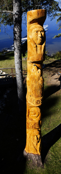 Spruce Carving Anglin Lake 2018   .....Photography by K Davidson - 4 m x 23 cm  (13 ft x 19 in)