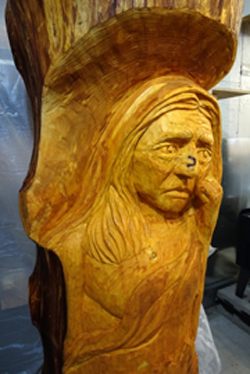 Spruce Carving Balcarres Mother Canada - Detailed View