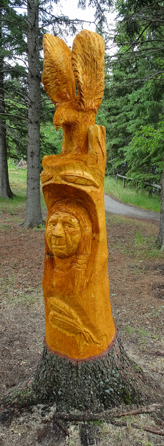 Spruce Carving Man Spirit Waskesiu 2017 - Detailed View