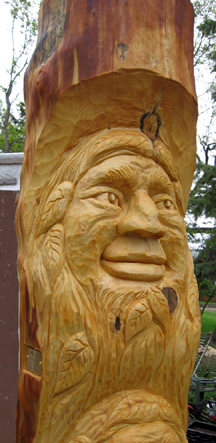 Spruce Carving Mother Father Earth - Detailed View