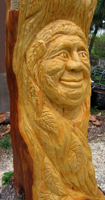 Spruce Carving Mother Father Earth - Detailed View
